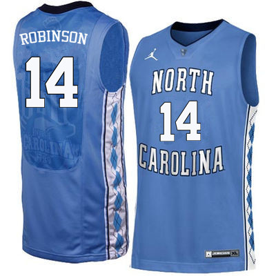 Men North Carolina Tar Heels #14 Brandon Robinson College Basketball Jerseys Sale-Blue